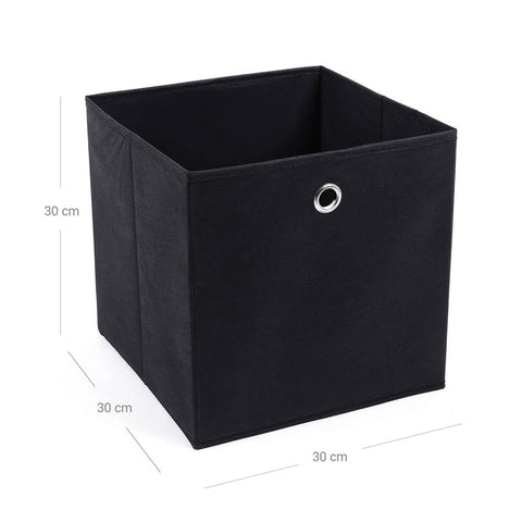 Rootz 6 Pieces Storage Boxes - With Finger Hole - Decorative Storage Box - Fabric Storage Basket - Portable Storage Case - Versatile - Space-saving - Non-woven Fabric - Black - 30 x 30 x 30 cm