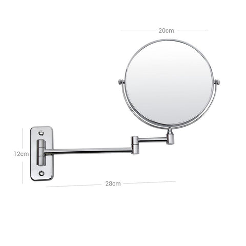 Rootz Cosmetic Mirror - Extendable - Versatile - Chrome Finish - Stylish-rust Resistant - Welded Connections - Cut Edge On Mirror - Stainless Steel-brass-glass - Silver - 20 cm