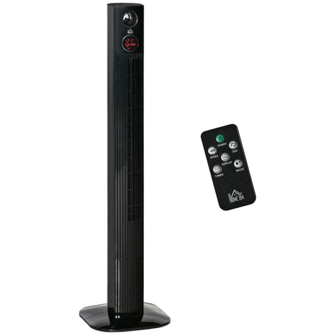 Rootz Tower Fan - Column Fan - Pedestal Fan - With Remote Control - Aroma Diffuser Timer Function - 3 Ventilation Levels - 45w - Black - 31.5 x 31.5 x 117 cm