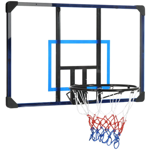 Rootz Basketball Hoop - Basketball Stand - Universal Wall Mount - Tear-resistant Net - Stainless Steel Frame - Black + Blue + Clear - 113 x 61 x 73 cm