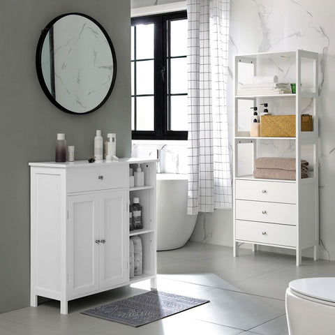 Rootz Bathroom Cabinet - Bathroom Cabinet With Drawer - Vanity Cabinet - Wall-mounted Bathroom Cabinet - Storage Cabinet - MDF - Matte White - 75 x 30 x 80 cm (L x W x H)