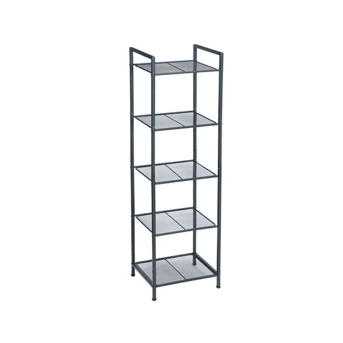 Rootz Metal Shelf - Bathroom Shelf - 5 Levels Metal Shelf - Storage Shelf - Shelving Unit - Open Shelf - Steel - Black - 38 x 30 x 128 cm
