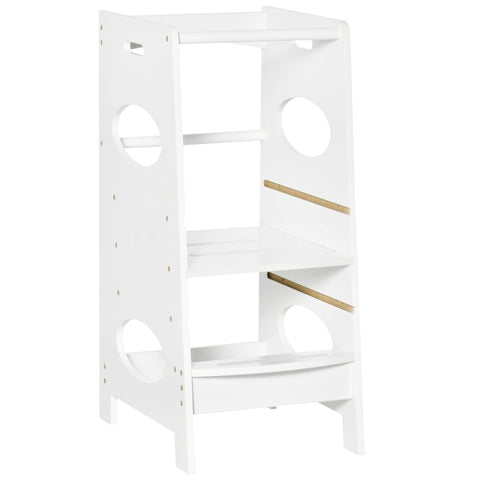 Rootz Kids Step Stool - Kids Learning Tower - Step Stool - Stool Standing - White - 40 x 50 x 90 cm