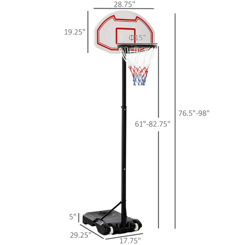 Rootz Basketball Stand - Children's Basketball Stand - Basketball Hoop - Wheels Base - Black/White