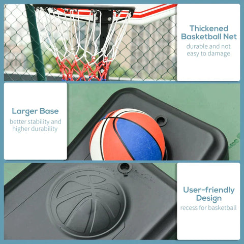 Rootz Basketball Stand - Children's Basketball Stand - Basketball Hoop - Wheels Base - Black/White