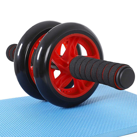 Rootz Abdominal Roller - With Non-slip Knee Mat - Training Mat - Fitness Ab Roller - Heavy-duty Ab Roller - Exercise Equipment - Plastic + Foam - Black-red - 32 x 14.5 cm