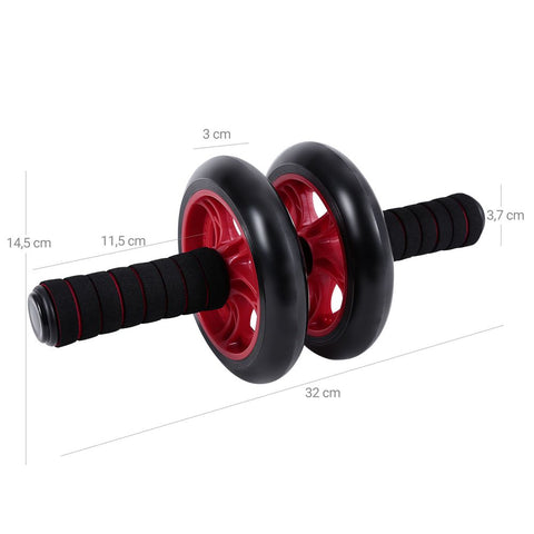 Rootz Abdominal Roller - With Non-slip Knee Mat - Training Mat - Fitness Ab Roller - Heavy-duty Ab Roller - Exercise Equipment - Plastic + Foam - Black-red - 32 x 14.5 cm