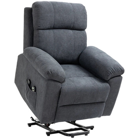 Rootz Massage Chair - Stand-up Aid - Armchair - Includes Side Pockets - 8 Vibration Motors - Including Remote Control - Linen Look Fabric - Gray - 89L x 99W x 103Hcm