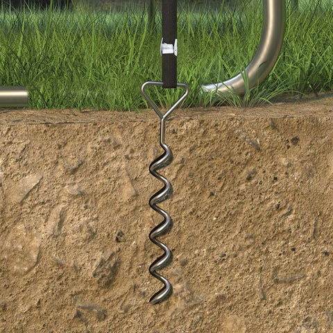 Rootz Ground Anchor - Ground Anchor For Trampolines - Anchor System - Earth Anchor - Portable Ground Anchor - Heavy-duty Ground Anchor - Black + Silver