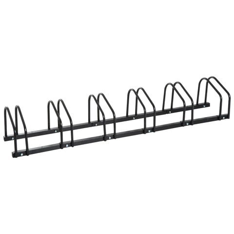 Rootz Bicycle Stand - Bike Stand For 6 Bikes - Weatherproof - Wall Or Floor Mounting - Steel - Black - 179 x 33 x 27 cm