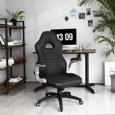Rootz Gaming Chair - Executive Chair - Well-upholstered - High Backrest - Office Chair - High Stability - Long Durability - High-quality Material - Armrests Floor - PU Leather - Black - 54 x 51 cm