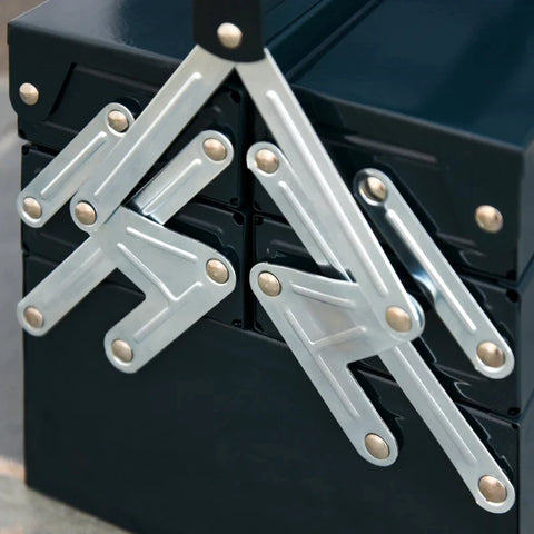 Rootz Tool Box - Box Assembly - Tool Empty - Space-saving - 5 Compartments - Foldable Sturdy - Steel (SPCC) - Dark Green - 45 x 22.5 x 34.5 cm