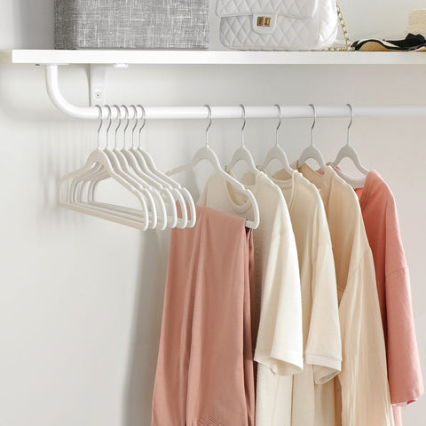 Rootz Set Of 20 Clothes Hangers - Velvet Hanger - With Rotating Hook - Plastic ABS - Metal Hook - White - 42 x 0.5 x 21.5 cm