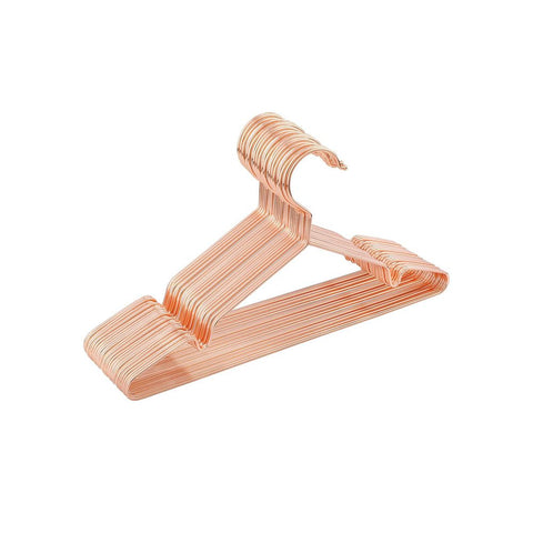 Rootz Set Of 20 Clothes Hangers - Velvet Hanger - With Notch - Iron Wire - Chrome Plating - Rose Gold - 35 x 0.5 x 19 cm (L x W x H)