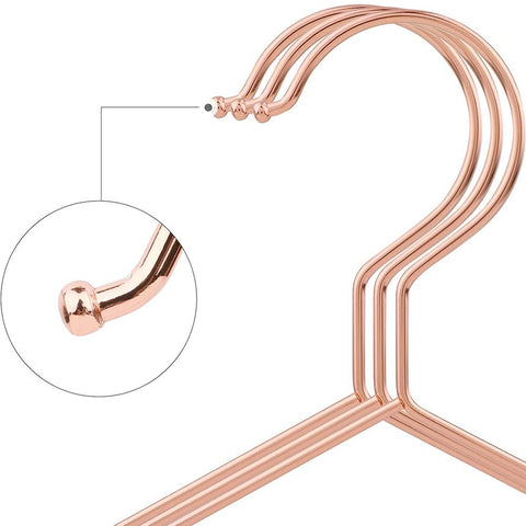 Rootz Set Of 20 Clothes Hangers - Velvet Hanger - With Notch - Iron Wire - Chrome Plating - Rose Gold - 35 x 0.5 x 19 cm (L x W x H)