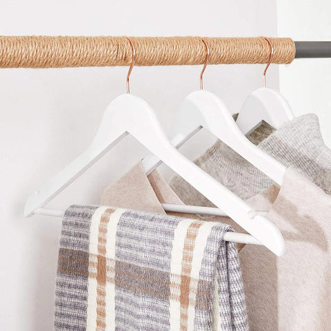 Rootz Hangers - Clothes Hangers - Set Of 20 Hangers - Coat Hangers - Garment Hangers - Clothing Hangers - Wood Hangers - White - 44.5 x 1.2 x 23 cm