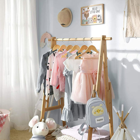 Rootz Kids Hangers - Children's Clothes Hanger - Set Of 10 Kids Hangers - Slim Hanger - Baby Hangers - Small Hangers For Kids - Natural - 35 x 1.2 x 20 cm