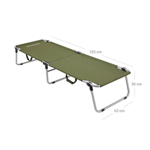 Rootz Camping Bed - Heavy Duty Camping Bed - Folding Camp Bed - Outdoor Sleeping Cot - Compact Camp Bed - Camping Bed for Kids - Olive - 190 x 63 x 36 cm