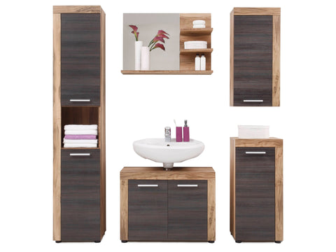 Rootz Bathroom Cabinet - Storage Cabinet - Brown - 36 x 184 x 31 cm