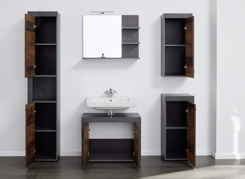 Rootz Bathroom Cabinet - Storage Cabinet - Brown and Gray - 33 x 79 x 23 cm