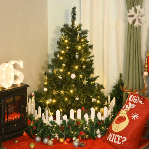 Rootz Christmas Tree - Flame Retardant - 307 Needle Tips - Warm White Leds - High-quality Stand - Pvc Metal - Green - Ø75 x 120H cm