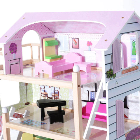 Rootz Children's Doll House - Doll House - Wood Dollhouse - Toys - 60 X 30 X 80 mm