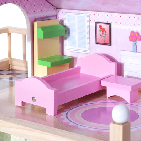 Rootz Children's Doll House - Doll House - Wood Dollhouse - Toys - 60 X 30 X 80 mm