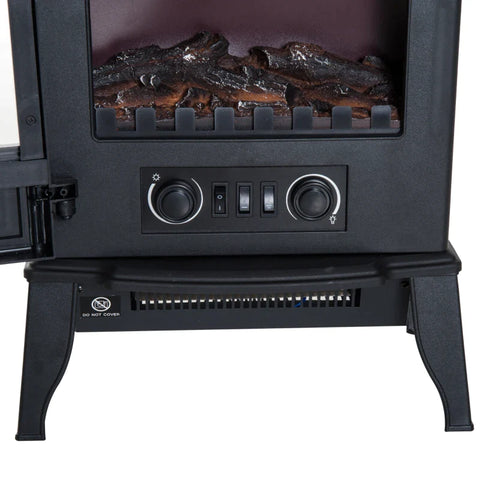 Rootz Electric Fireplace - LED Flames - 1000/2000 W - Adjustable Temperature - Brightness - Metal - 39 x 23 x 56.5 cm