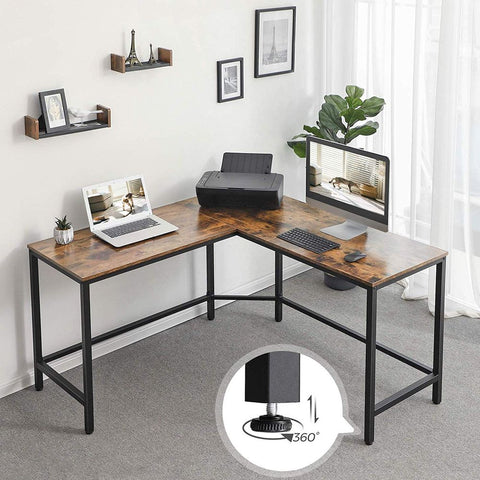 Rootz Corner Desk - L-shaped Desk - Corner Computer Desk - Wood Corner Desk - Gaming Corner Desk - Corner Study Desk - Chipboard - Vintage Brown - 135 x 135 x 75 cm (L x W x H)