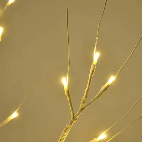 Rootz Artificial Birch Tree - Led Lighting - Warm White - Bright Led Bulbs - Realistic White Bark - Plastic - White - 17L x 17W x 120H cm