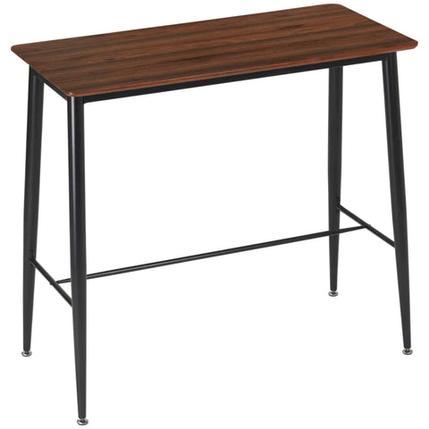 Rootz Bar Table - Home Bar Furniture - Industrial Design - Steel Frame - Sturdy And Durable - Walnut Wood Look - 118 x 58 x 108 cm