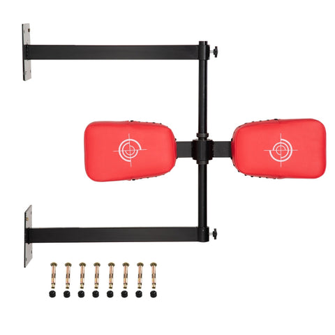 Rootz Boxing Pole - Rotating Punching Pad - Wall Mounted Reflex Bar - Punching Boxing Pad for Training - Punching Pad - Kick Shield - Steel - Faux Leather - Red - 82 x 65 x 14 cm