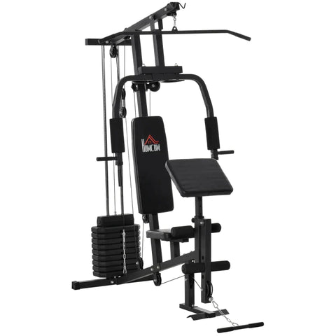 Rootz Gym Multi-gym - Fitness Station - Multi-gym - Fitness Center - Fitness Equipment Including Weights With Roller Padding - Black - 148 x 108 x 207 cm