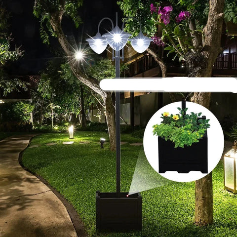 Rootz Solar Light - Garden Light - Waterproof Garden Lamp - Stainless Steel Solar Light - Flower Pot Base Light - Black - 60 X 55 X 189 Cm