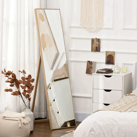 Rootz Dressing Mirror - Full Length Mirror - Mirror - With Stand Freestanding - MDF/Glass - Natural - 40cm x 35cm x 147cm