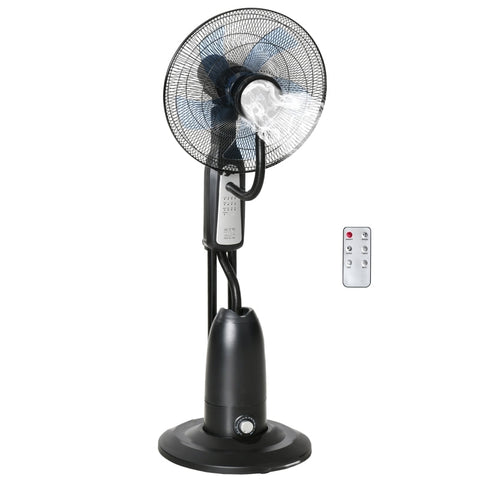 Rootz Stand Fan - Water-cooled Stand Fan - Pedestal Fan - Fan With Timer Function - Fog Function - Metal - Black