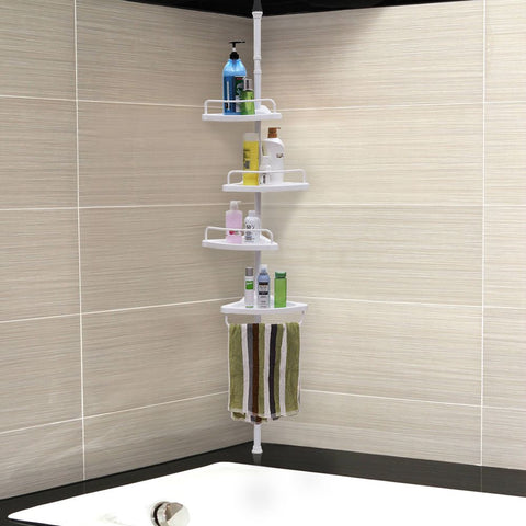 Rootz Shower Shelf - High-quality Materials - Good Space Solution - Simple-practical - Good Stability - Powder-coated Steel - White - 85-305 cm
