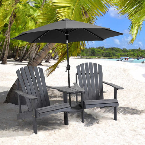 Rootz Garden Chairs With Side Table -  Double Adirondack Chairs - Fir Wood - Dark Grey - 178 x 87 x 92 cm