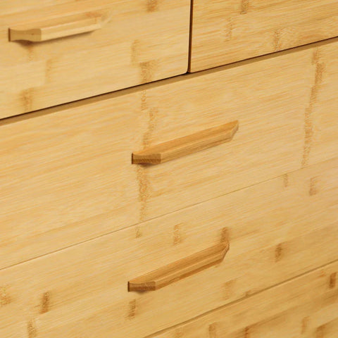 Rootz Drawer Cabinet - Chest Of Drawers - Dresser With Drawers - 7 Drawers - Natural Bamboo - 66 cm x 37.5 cm x 102.5 cm