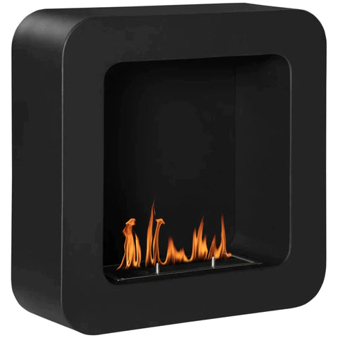 Rootz Ethanol Fireplace - Bio-ethanol Burner - Fire Bowl - 2.5 Hours Burning Time - Wall Fireplace With Fire Extinguisher Lid - Iron - Black - 48 x 18 x 48 cm