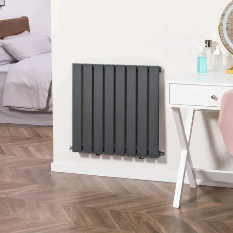 Rootz Space Heater - Wall Heater - Water-filled Heater - Single-layer Wall Heater - Horizontal Designer Radiators - Quick Warm - Carbon Steel - Grey - 60.4W x 60H cm