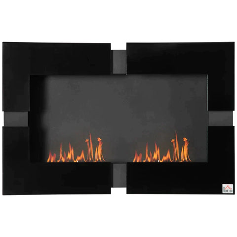 Rootz Ethanol Fireplace - Bioethanol Fireplace - Wall Fireplace - Black - 48 x 18 x 48 cm