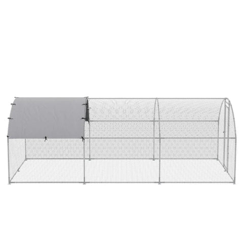 Rootz Chicken Coop - Pet Cage - Outdoor Poultry Coop - Chicken Cage - Duck Coop - Rabbits Coop - With Shade Roof Lock - Silver - 280L x 570W x 197H cm