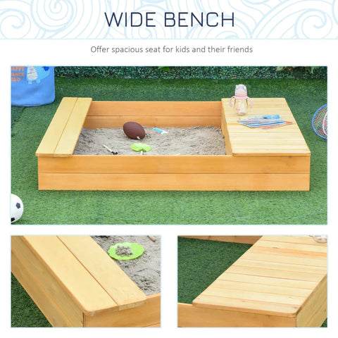 Rootz Sandpit Dust-Proof - Wooden Sandpit - Storage Boxes - Sandpit Sandbox - Sandpit Fleece Nature - Nature/Blue - 125 x 121 x 17.5 cm