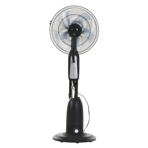 Rootz Stand Fan - Water-cooled Stand Fan - Pedestal Fan - Fan With Mist Function - Fog Function - Metal + Silver - Black