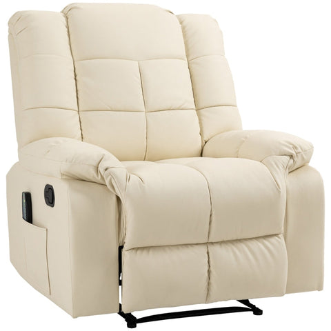 Rootz Massage Chair - Relaxation Chair - 8 Vibration Points - Reclining Function - Imitation Leather - Creamy White - 94 x 99 x 99 cm