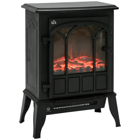 Rootz Electric Fireplace - LED Flames - 1000/2000 W - Adjustable Temperature - Brightness - Metal - 39 x 23 x 56.5 cm