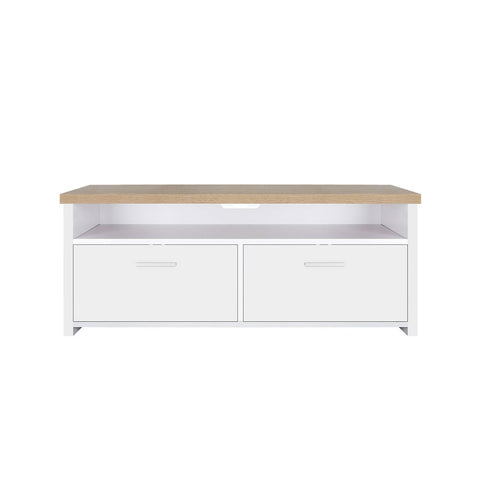 Rootz Tv Table - Folding Doors - Stylishly Tidy - Discreet Look - Robust - Lots Of Space - Storage - Every Living Style - TV Cabinet - White-wood Color - MDF Board-chipboard - 100 x 40 x 40 cm