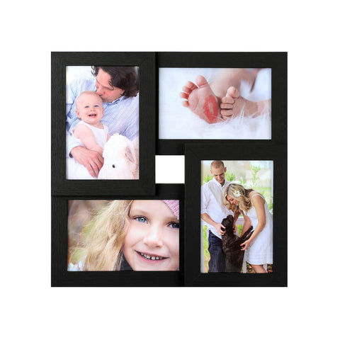 Rootz Picture Frames - Photo Collage For 4 Photos - Multi-picture Frame Set - Wall Mounted - MDF - Glass - Black - 30.5 x 30.5 cm