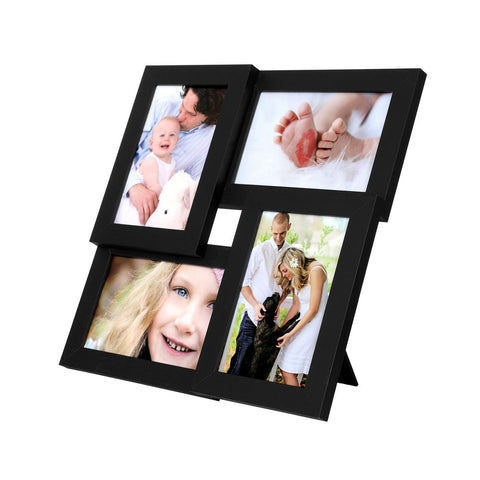 Rootz Picture Frames - Photo Collage For 4 Photos - Multi-picture Frame Set - Wall Mounted - MDF - Glass - Black - 30.5 x 30.5 cm